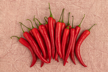Red hot chili peppers on the table.