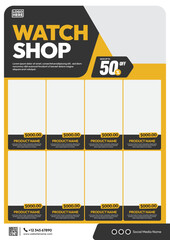 watch shop product catalog flyer template design - obrazy, fototapety, plakaty
