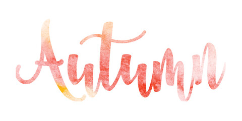 Hello autumn text water colors art.