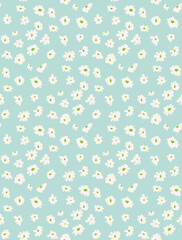 Abstract Small Daisy Flowers Hand Drawn Cute Ditsy Florals Seamless Pattern Trendy Fashion Colors Perfect for Allover Fabric Print or Wrapping Paper