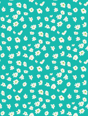 Abstract Small Daisy Flowers Hand Drawn Cute Ditsy Florals Seamless Pattern Trendy Fashion Colors Perfect for Allover Fabric Print or Wrapping Paper