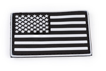 US flag sticker with hook-and-loop fastener close-up