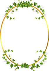 Golden frame with green branch.Abstract invitation design with leaves, tvigs and geometric frame.Herbal minimalistic vector frame.Greenery wedding square invitation.