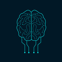 Icon symbol brain circuit perfect artificial intelligence concept