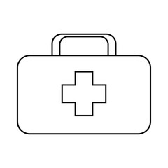 Icon with first aid kit icon. Pain relief concept. Medical health. Isolated vector illustration. Health care concept