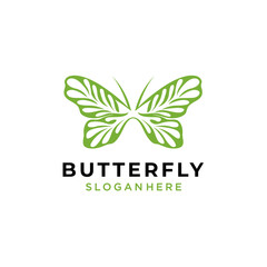 Butterfly logo design. Element of butterfly and leaves logo vector template