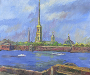 Petropavlovsk fortress  St Petersburg painting - 521168117