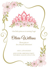 cinderella invitation. Invitation to the princess's birthday party. Template for baby shower invitation. It is a girl   © Олия Низамутдинова