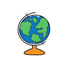 The globe of planet Earth in cartoon style. Educational toy for kids. Vector illustration