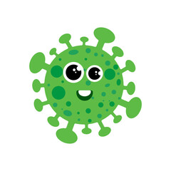 Coronavirus is green in cartoon style.