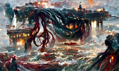 painting on the apocalypse over the sea