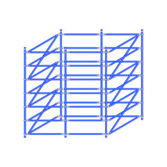 Mobile scaffolding, white background, used in construction areas.