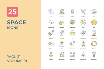 Space icons collection. Set contains such Icons as galaxy, rocket, and more