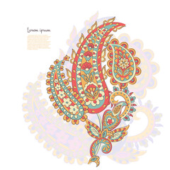 Paisley isolated. Card with paisley isolated for design. Floral vector pattern. Embroidery floral...