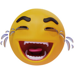 illustration 3d emoji laughing out loud transparent background