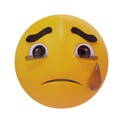 illustration 3d emoji cry face with transparent background