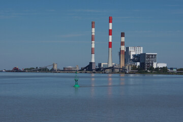 Fototapeta na wymiar Cordemais Coal Power Plant. Estuary of the Loire river, France.