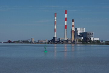 Cordemais Coal Power Plant. Estuary of the Loire river, France.