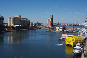 Naklejka premium Basin in the port of Saint Nazaire. Estuary of the Loire river, France.