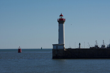 Fototapeta premium Saint nazaire lighthouse. Estuary of the Loire river, France.
