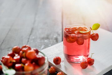 Cherries drink with fresh cherry, Cherry juice
