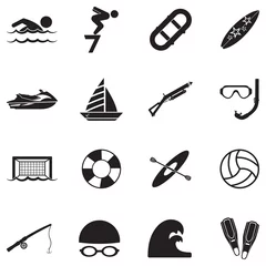 Muurstickers Water Sports Icons. Black Flat Design. Vector Illustration. © andrej