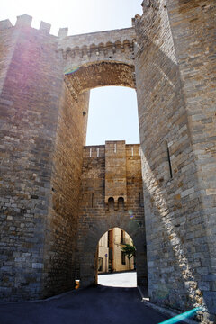 Gates and walls of the castle of Morella, Castellón, Spain