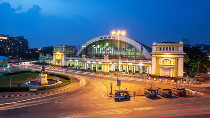 The classic railway station of Thailand (Hua Lamphong twilight in Bangkok)
