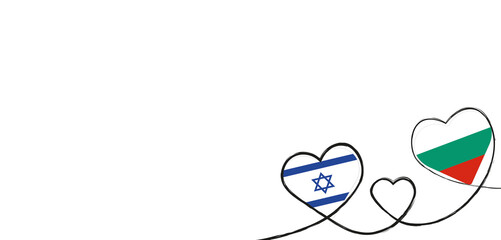 Drei Herzen mit der Fahne von Israel und Bulgarien