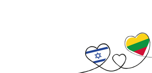 Drei Herzen mit der Fahne von Israel und Litauen