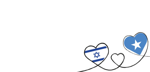 Drei Herzen mit der Fahne von Israel und Somalia