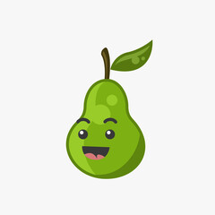 Illustration vector graphic of cute smile green pear character