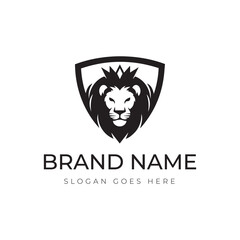 Lion Logo Design Inside Shield With Lion Vector Illustration