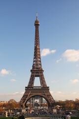 The view of the Eiffel tower from Trocadero hill, Paris