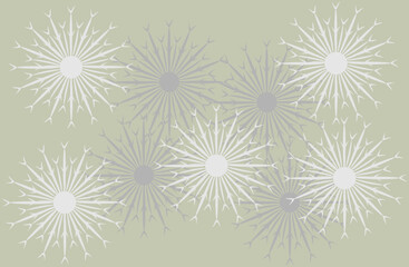 Dandelion pattern on light olive background.