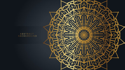 Luxury mandala black background with golden arabesque pattern arabic islamic east style.decorative mandala for print, poster, cover, brochure, flyer, banner.