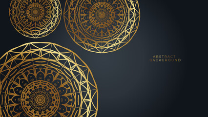 Luxury mandala black background with golden arabesque pattern arabic islamic east style.decorative mandala for print, poster, cover, brochure, flyer, banner.