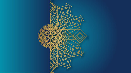 Blue luxury mandala background with golden arabesque pattern arabic islamic east style.decorative mandala for print, poster, cover, brochure, flyer, banner.