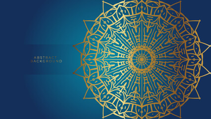 Blue luxury mandala background with golden arabesque pattern arabic islamic east style.decorative mandala for print, poster, cover, brochure, flyer, banner.