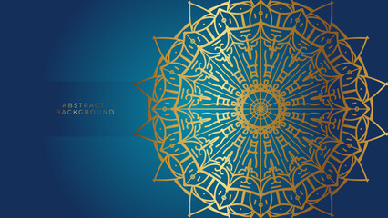 Blue luxury mandala background with golden arabesque pattern arabic islamic east style.decorative mandala for print, poster, cover, brochure, flyer, banner.