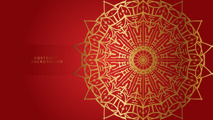 Luxury mandala red background with golden arabesque pattern arabic islamic east style.decorative mandala for print, poster, cover, brochure, flyer, banner.
