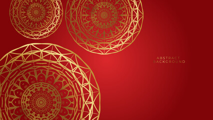 Luxury mandala red background with golden arabesque pattern arabic islamic east style.decorative mandala for print, poster, cover, brochure, flyer, banner.
