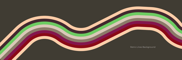 Futuristic 1970's background design in abstract retro style with colorful lines. Vector illustration.