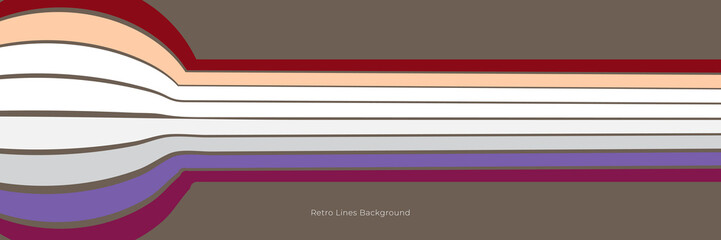 Futuristic 1970's background design in abstract retro style with colorful lines. Vector illustration.