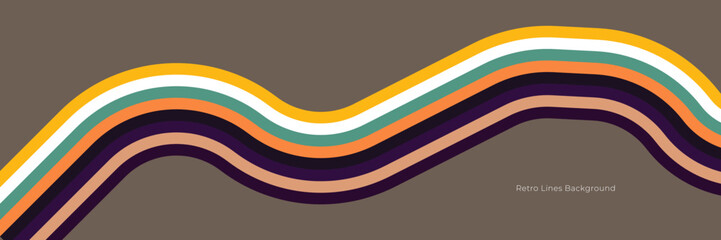 Futuristic 1970's background design in abstract retro style with colorful lines. Vector illustration.