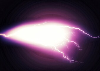 サイエンステクノロジーの概念で暗闇に光る稲妻のイラスト