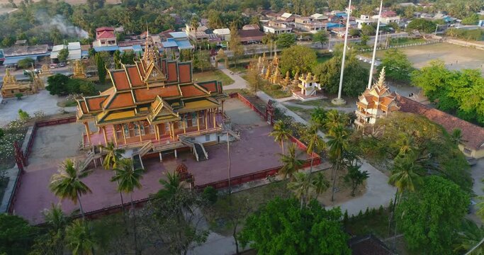 Aerial shot of Phnom Sampov pagoda area