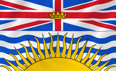Illustration waving state British Columbia flag