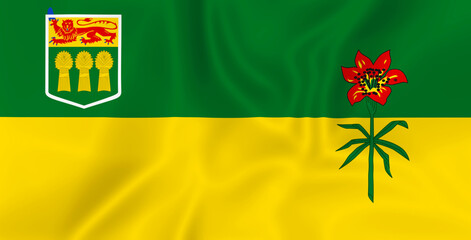 Illustration waving state Flag of Saskatchewan