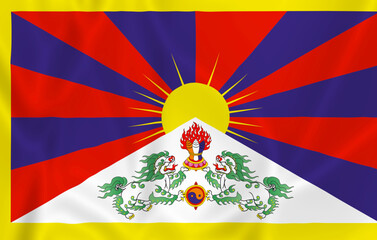 Illustration waving Tibet flag fabric